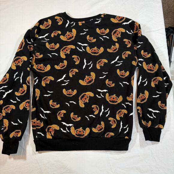 Disney Lilo and Stitch women’s Halloween black sweatshirt. Size S. Pumpkins. - Picture 3 of 6